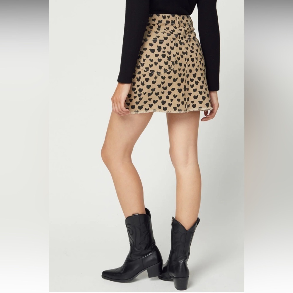 The Nines Cheetah Print Mini Skirt Size Large Stone Black High Waisted